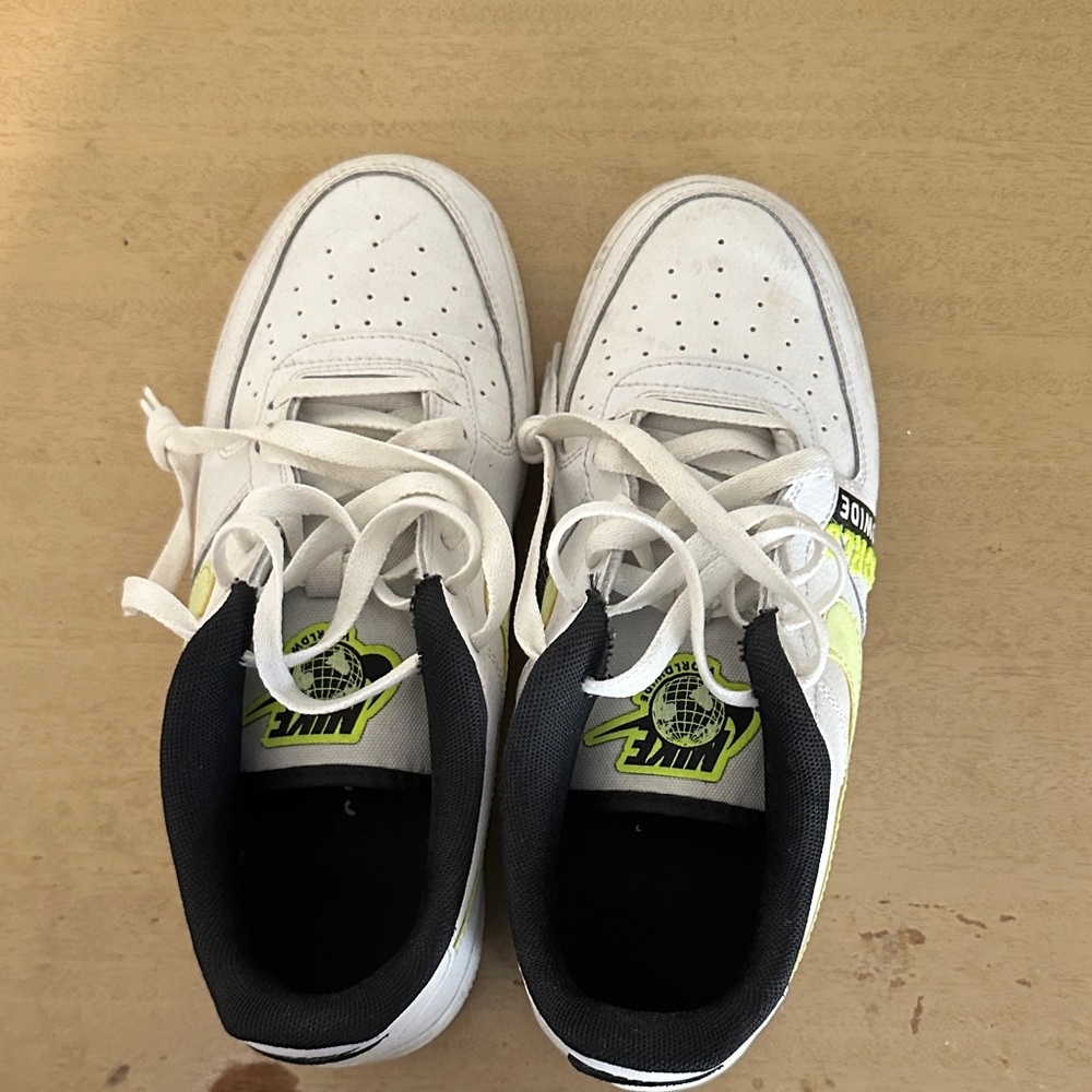 Nike Kids White and Neon Yellow Sneakers